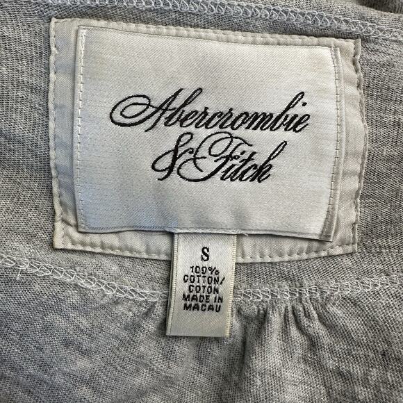 vintage abercrombie fitch y2k grey 3/4 sleeve henley top beaded blouse Size S - Picture 7 of 9